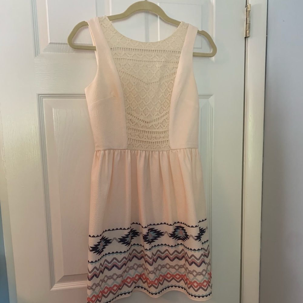 Cream Aztec dress